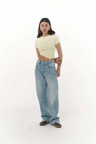 MAİ COLLECTİON Volme Washed Blue Jean Παντελόνι