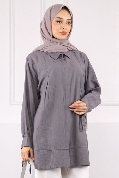 İmajButik Smoked Sleeve Tie-Up Tunic