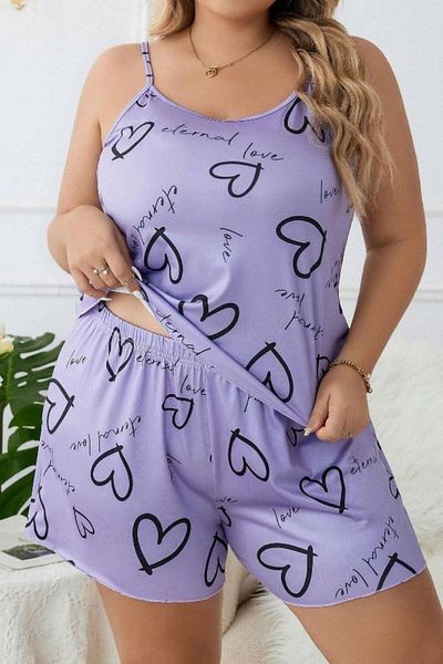 Tarzınbu Σετ σορτς Heart Lilac Plus Size