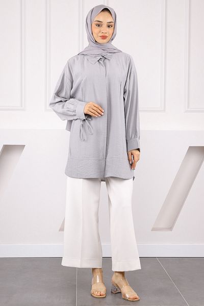 İmajButik Gray Sleeve Tie Tunic