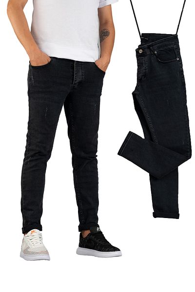 bombe Ανδρικό Slim Fit Στενό Κόψιμο Νυχιών Τζιν Παντελόνι Καπνιστό