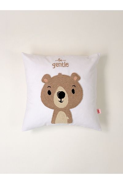 Galia Tasarım Калъфка за възглавница Galia Kids Be Gentle с фигурка на мече и мото „Be Gentle“ с фигурка на животно и пунш