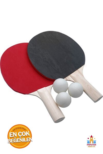 PapatyamPartiEvi مجموعة مضارب تنس الطاولة بمقابض خشبية - 3 كرات بينج بونج و1 ...