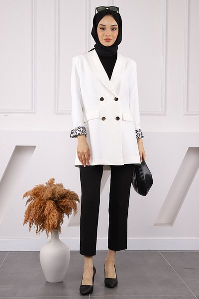 İmajButik Μπουφάν Ecru Kravuz γιακά Blazer