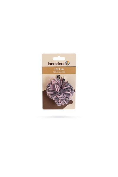 Beeztees Cat Toy, Ball, Wool, Pink and Gray, 7cm Almla