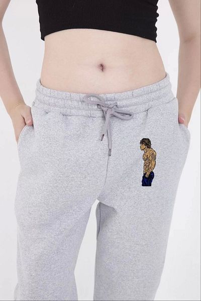 Modayakamoz Pantaloni de trening cu imprimeu elastic în trei fire - Gri
