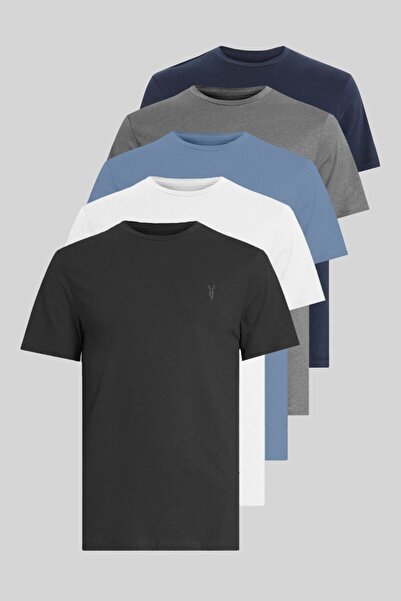 Kozik Tricou pentru bărbați, 5 piese, cu croială standard, 100% bumbac, cu de...