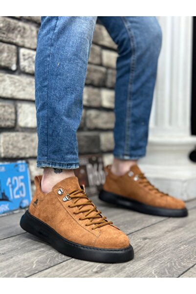 pabucmarketi Lace-Up Men's Sneakers Taba Suede (Black Sole)