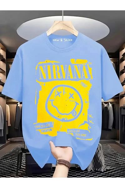 New Shine 1 tricou este un cadou pentru achiziții de 6 și mai sus în coș - Tricou oversize cu imprimeu Nirvana