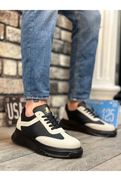pabucmarketi Lace-Up Men's Sports Shoes Gray Black (Black Sole)