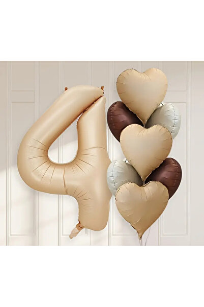 PARTİSERÜVENİ مجموعة بالونات كراميل إيج وقلب 100 سم