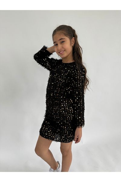 WİENS KİDS Girl's Gold Sequin Sequin Dress