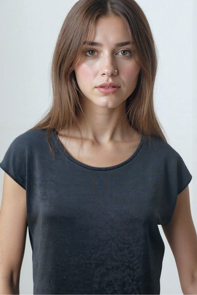 WESTMARK LONDON Tricou cu mânecă scurtă pentru femei, gri închis, din bumbac, cu decolteu, BETTY O-NECK TOP
