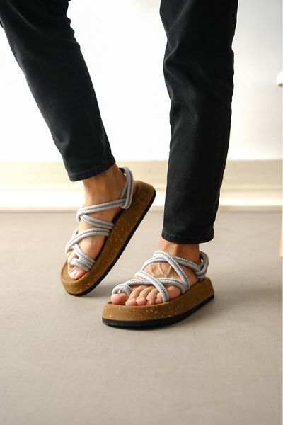 pabucmarketi Rope Rope Flip Flops Men's Sandals Gray