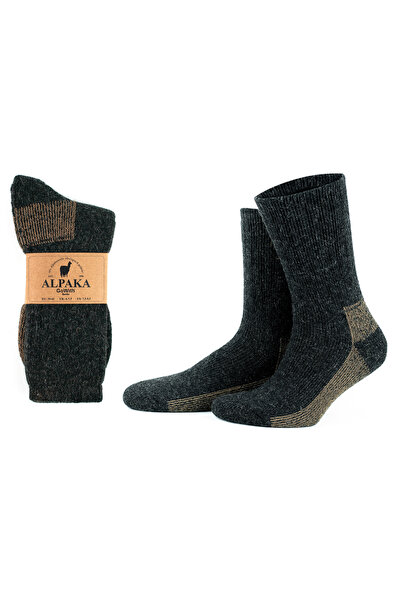 Go With Alpaka Yünlü Tam Havlulu Kalın Yıkamalı Kışlık Kadın Erkek Termal Çorap 6005-6006