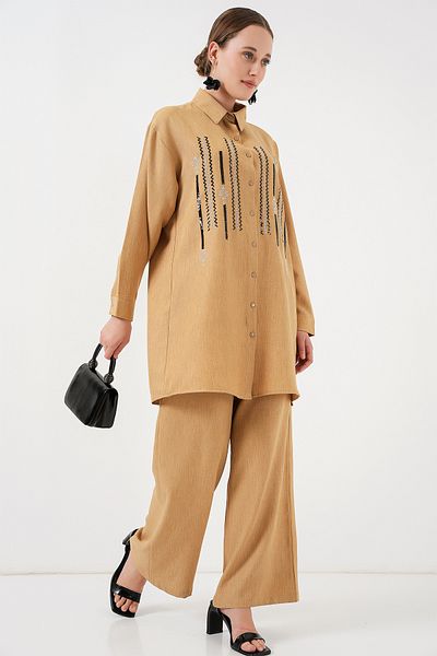 Bigdart Παντελόνι με σχέδιο Tunic Double Suit 6720 - Μπισκότο