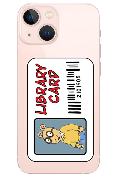 WANNA PROTECT iPhone 14 Plus Library Card Desenli Silikon Şeffaf Telefon Kılıfı