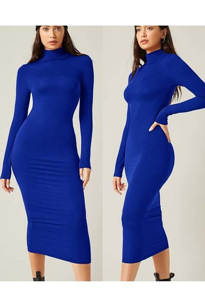 hipnoz butik Φόρεμα με μακρυμάνικο μισό ζιβάγκο σε μεσαίο μήκος
