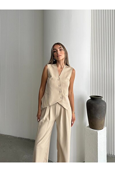 mydukkan.co Hume Asymmetric Vest Beige