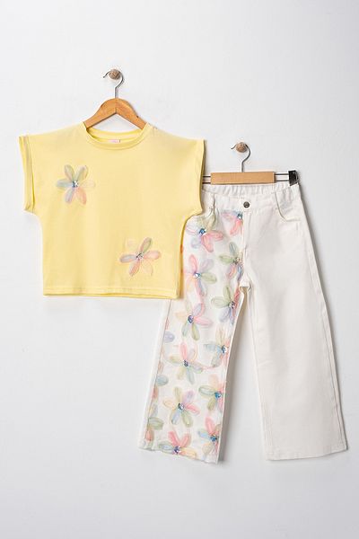 ILY Kids Floral Patterned Wide Leg 2-Piece Children's Suit