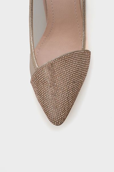 Capone Outfitters Nora Damen-Schuhe mit spitzem Zehenbereich, Mesh und Stein, mittlerer Absatz