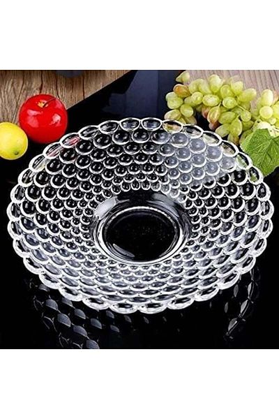 PUFO Bol de fructe din sticlă de lux pentru prăjituri, produse de patiserie, fructe, aperitive, 24 cm