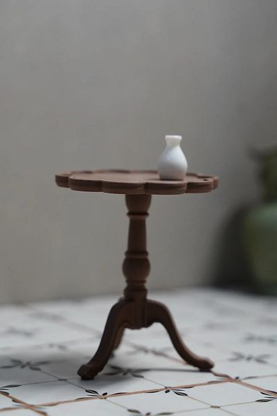 CharmFancy 1/12 Scale Antique Vintage Coffee Table Miniature Diorama Ware Accessory