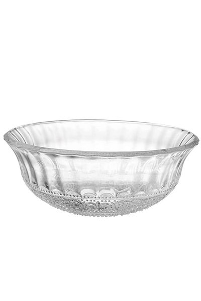 PUFO Bol elegant din sticlă în formă de Pufo pentru servirea salatei, fructelor, fursecurilor, 22 cm