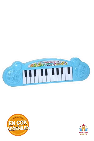 PapatyamPartiEvi Eğitici Mavi Elektronik Piyano - Çocuklar İçin Oyuncak Piyano