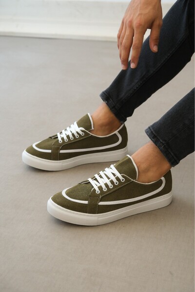 pabucmarketi Lace-Up Men's Sports Shoes Green (White Sole)
