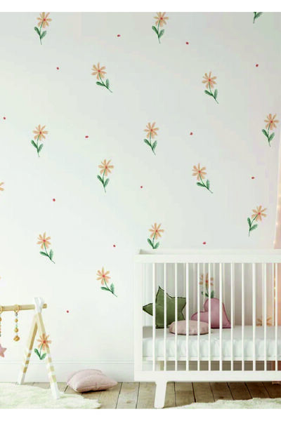 WALLHUMAN Somon Çicek Ve Tomurcuklar Çocuk Odası Duvar Stickeri