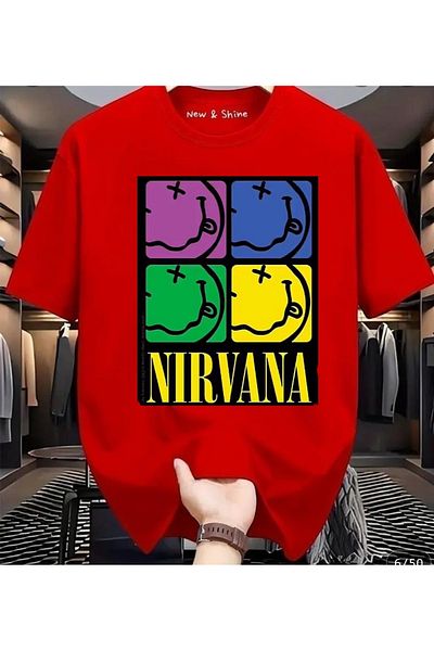 New Shine 1 T-Shirt Is a Gift for Purchases of 6 or More in the Cart - Nirvana Printed Oversize T-Shirt