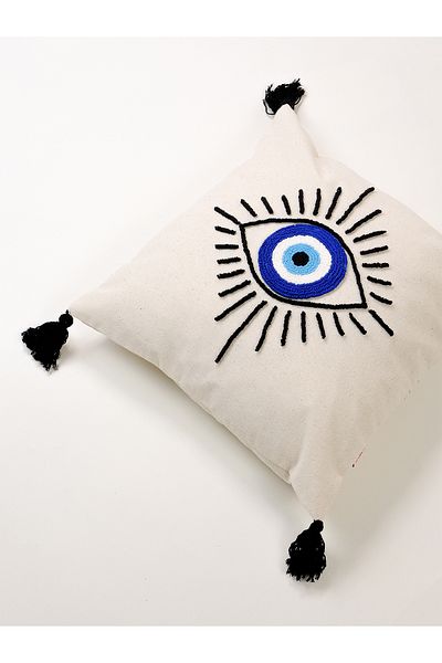 Galia Tasarım Μαξιλαροθήκη Eye Figured Evil Eye Beaded Punch Throw Μαξιλαροθήκη 45*45 cm