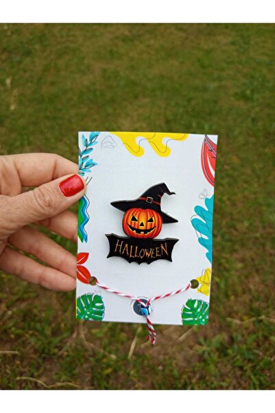 toptanbuldum Halloween Cadılar Bayramı Ahşap Rozet Marteniçka Bileklik Hediye...