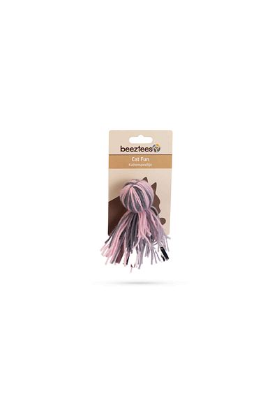 Beeztees Cat Toy, Octopus, Wool and Ribbons, Pink and Gray, 12X4X4Cm Almla