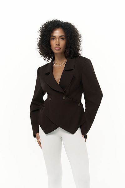 MAİ COLLECTİON Norbury Triangle Λεπτομέρεια Καφέ Blazer