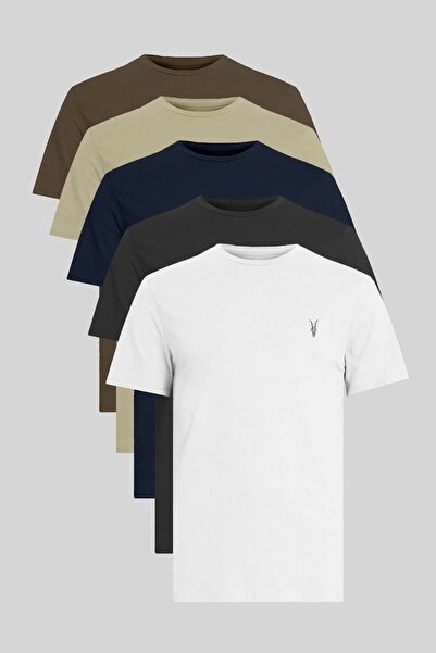 Kozik Tricou pentru bărbați, 5 piese, cu croială standard, 100% bumbac, cu de...