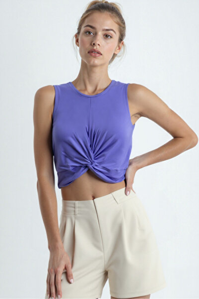 WESTMARK LONDON Μωβ Crew λαιμόκοψη Βαμβακερό αμάνικο Crop γυναικείο μπλουζάκι...