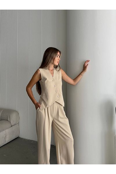 mydukkan.co Hume Asymmetric Vest Beige