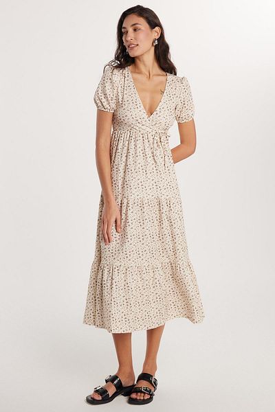 Tudors Rochie de damă, slim fit, cu mâneci scurte, cu decolteu în V, imprimată