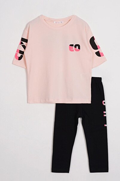 zepkids Komplet tajica za devojčice kratkih rukava, boja lososa