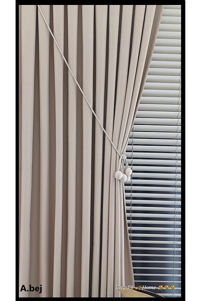 venedik home Light Beige Linen Background Curtain 1X3 Dense Pleated Custom Made with 4 Bulk Accessories Gift