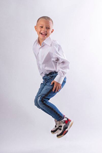 Arden Boys White Shirt, Long Sleeve, Polo Collar 100% Cotton Classic Holiday Shirt, 9-12 Years