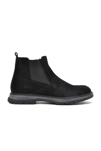 Fosco Black Nubuck Genuine Leather Men's Chelsea Boots