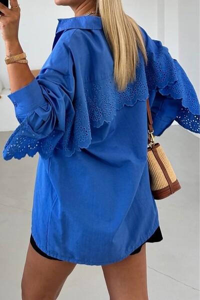 BEBE PLUS Bebe Kadın Sırtta Fisto Detaylı Oversize Gömlek