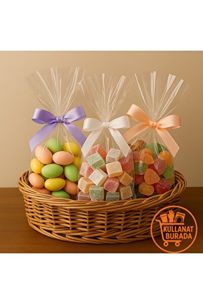 Genel Markalar 13*20 Parlak Bantsız Jelatin Kurabiye Ve Şekerleme Poşeti Şeffaf 50 Adet