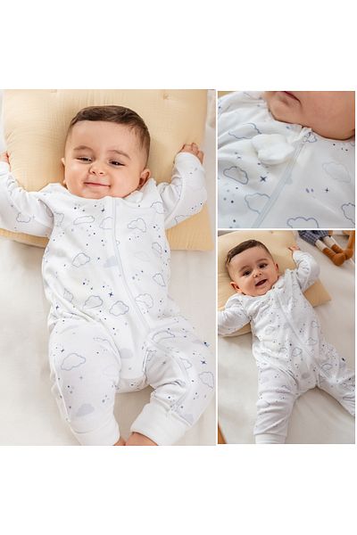Caramell 1 Tog Baby Sleeping Bag 100% Cotton Cloud Patterned