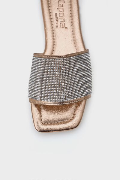 Capone Outfitters Γυναικείες παντόφλες με πέτρινο μονό λουράκι ίσιο τακούνι