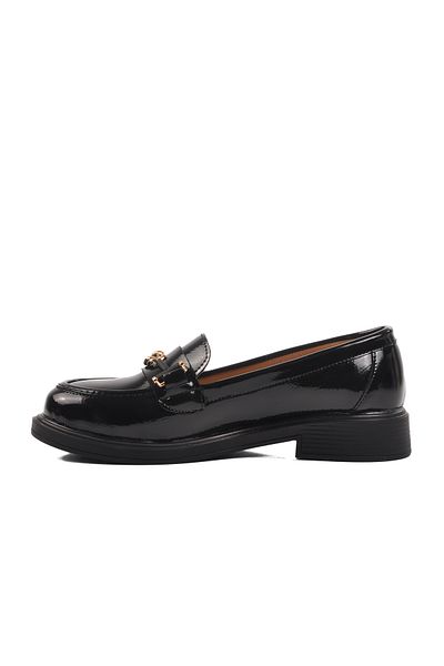 Aspor Black Patent Leather Women's Casual Shoes