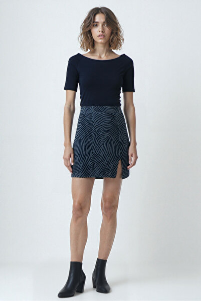 WESTMARK LONDON Siyah Gri Desenli Orta Bel Kadın Etek JULIET